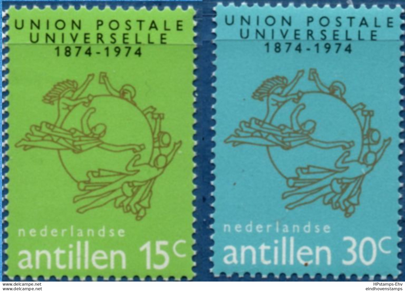 Dutch Antilles 1974 UPU Centennial 2 Values MNH H-74.05 Nederlandse Antillen - UPU (Wereldpostunie)