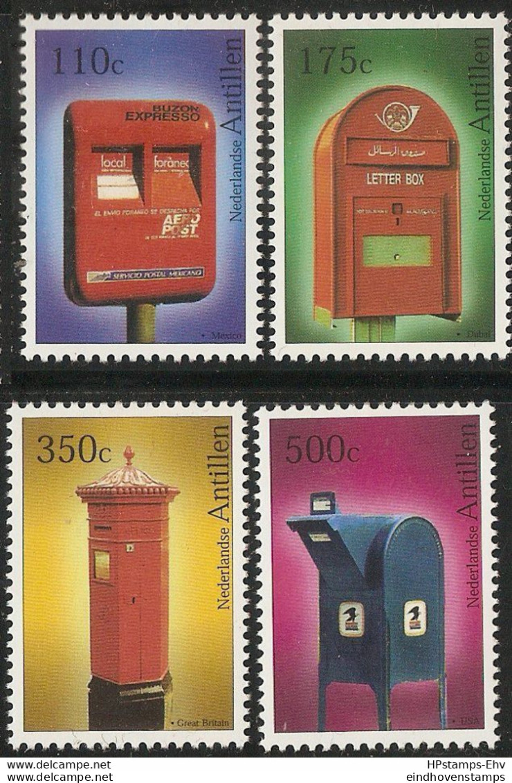 Dutch Antilles 2000 Mailboxes 4 Values MNH 2103.2702 Nederlandse Antillen Post-brievenbussen Mexico, Dubai, UK, USA - Poste