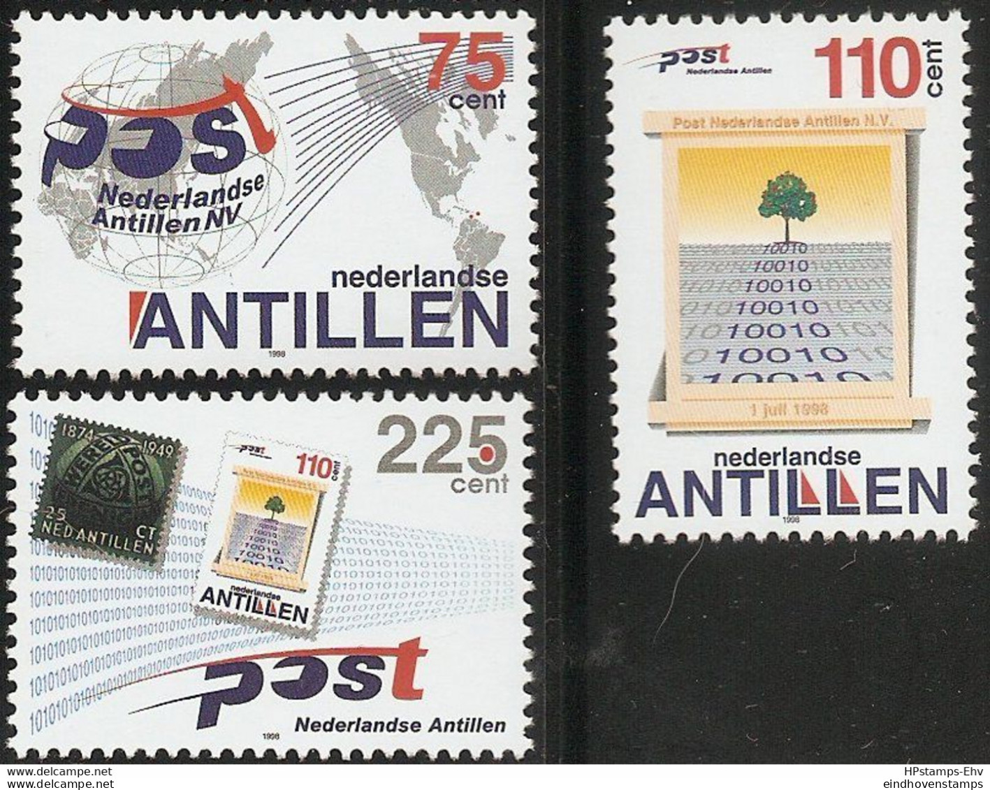Dutch Antilles 1998 Privatisation Antillian Postal Organisation 3 Val MNH 2103.2704 Nederlandse Antillen, Stamp On Stamp - Poste
