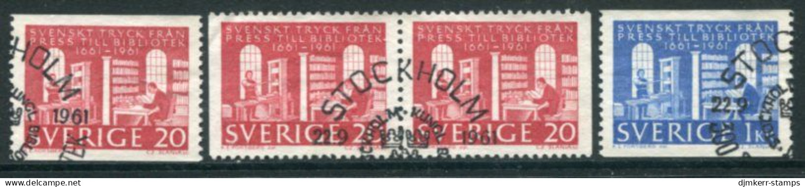 SWEDEN 1961 Tercentenary Of National Library Law Used.  Michel 476-77 - Used Stamps