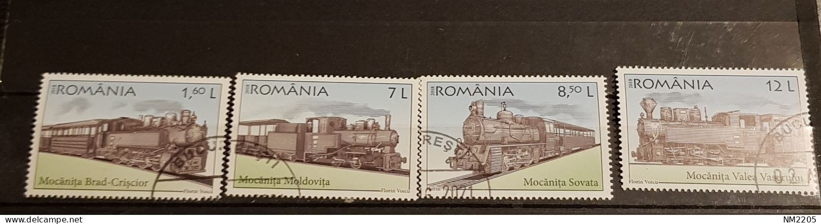 ROMANIA RALWAIS TRAINS SET USED - Oblitérés