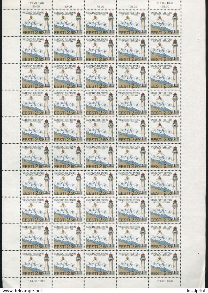 Estonia:Unused Sheet Vaindloo Lighthouse, 1996, MNH - Estonie