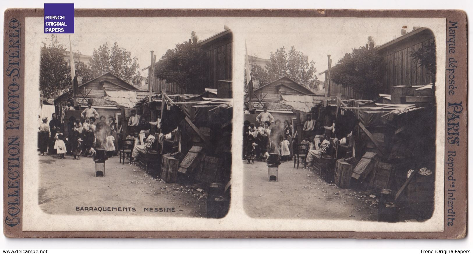 Messine / Barraquements - Photo Animée Stéréoscopique 1908- Italia Foto Stereo Messina Terremoto Séisme C13-33 - Stereoscopic