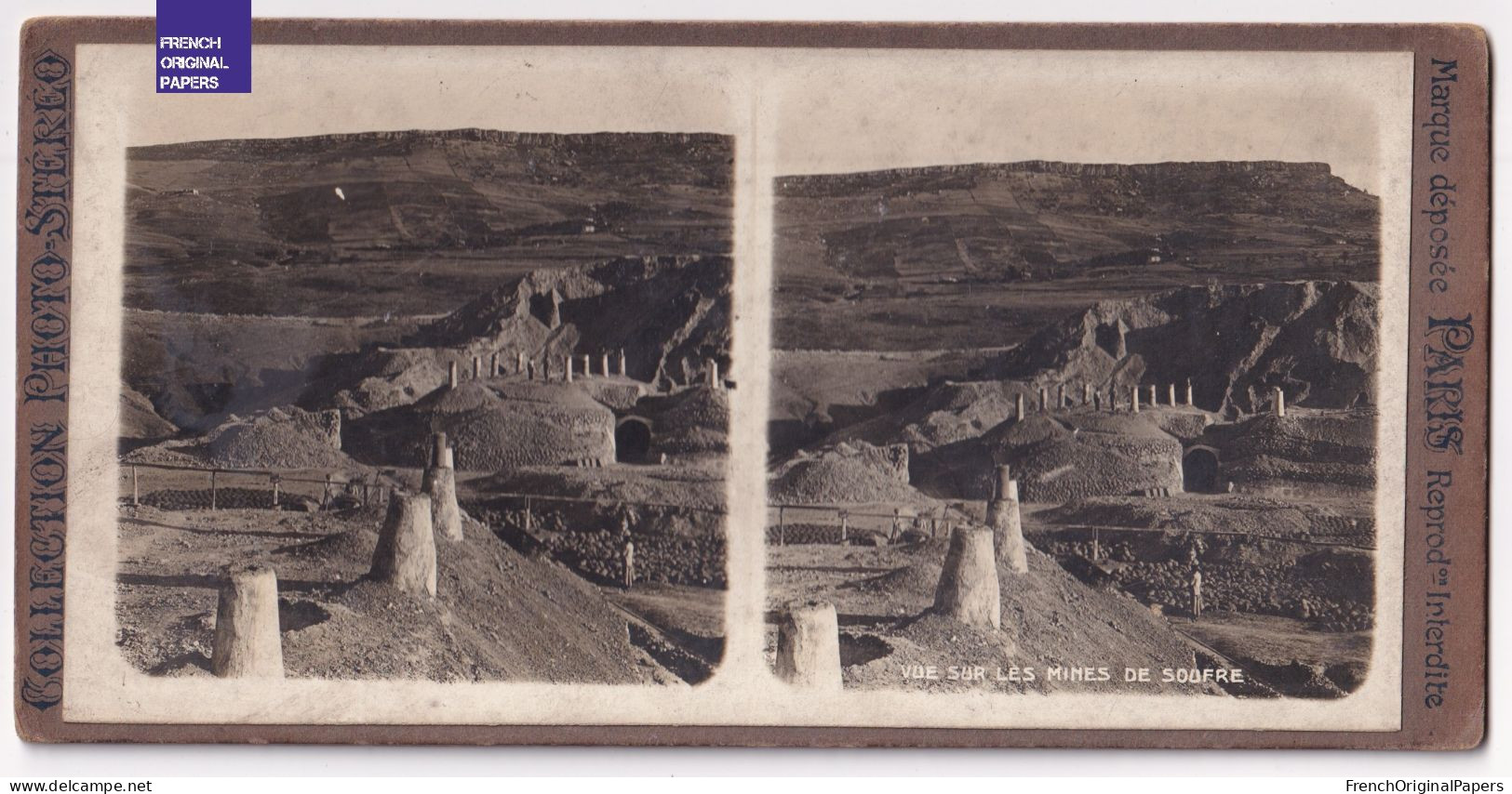 Sicile - Mine De Soufre / Italie- Photo Animée 1908- Italia Foto Stereo Sicilia Mines Miniera Di Zolfo C13-33 - Stereo-Photographie