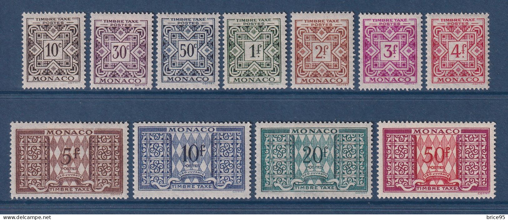 Monaco Taxe - YT N° 29 à 38 A * - Neuf Avec Charnière - 1946 à 1957 - Postage Due