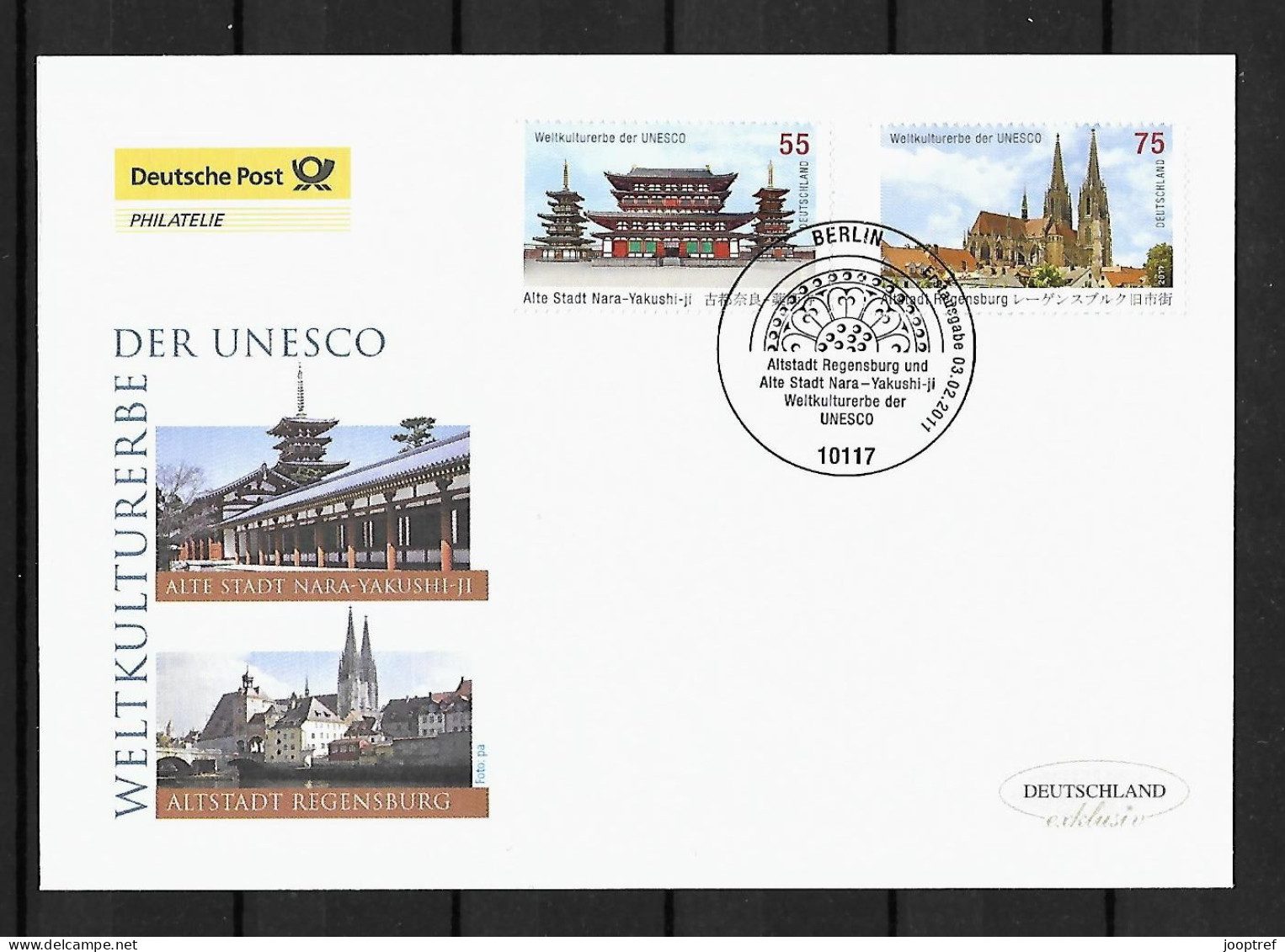 2011 Joint Germany And Japan, OFFICIAL FDC GERMANY WITH 2 STAMPS: World Heritage Sites - Joint Issues