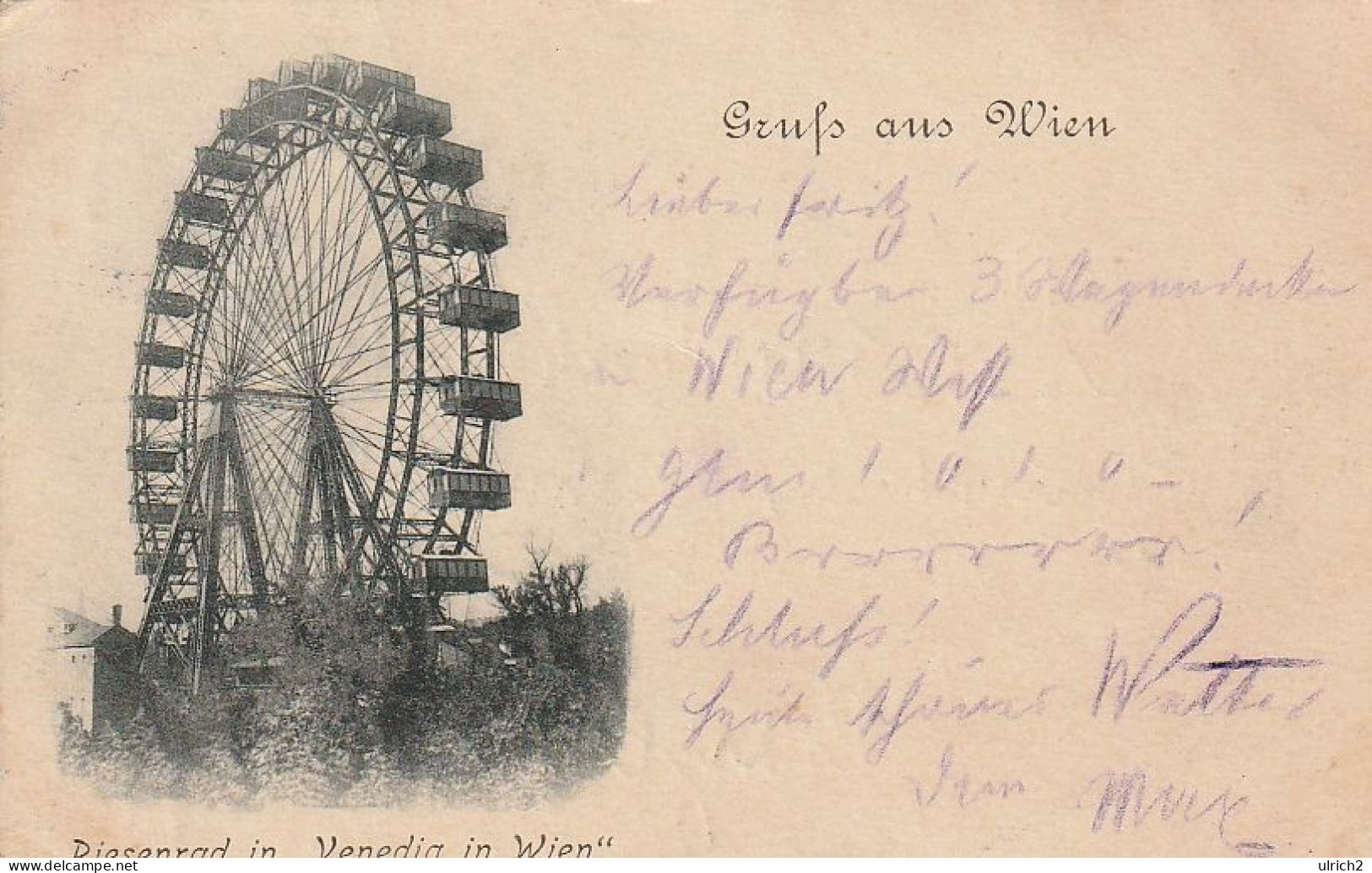 AK Gruß Aus Wien - Riesenrad In "Venedig In Wien" - Prater - 1898 (66064) - Prater