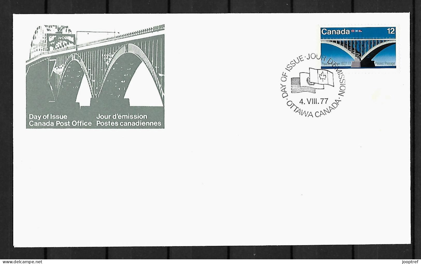 1977 Joint Canada And USA, FDC CANADA WITH 1 STAMP: Peace Bridge - Gezamelijke Uitgaven