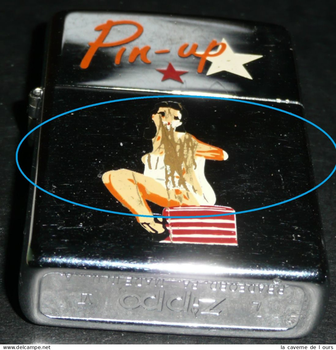 Rare Briquet ZIPPO Tempête à Essence Pin-Up - Zippo