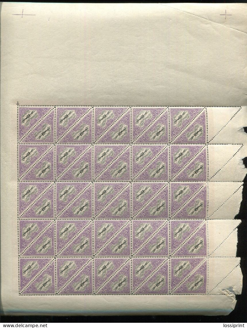 Estonia:Unused sheets serie airplanes, perforated, air mail, 1924, MNH