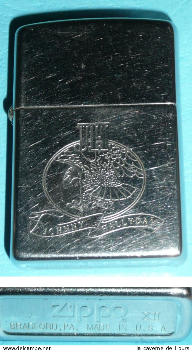 Rare Ancien Briquet Tempête à Essence, ZIPPO Johnny Hallyday, D XII, Aigle - Zippo