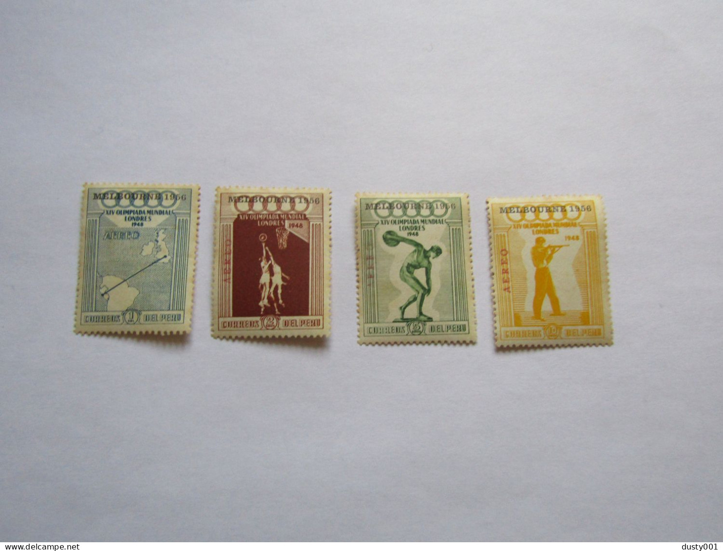 JO421  Timbres Surchargés  JO  Melbourne  1956  MNH  YT 116-119  Pérou  Aérien - Verano 1956: Melbourne