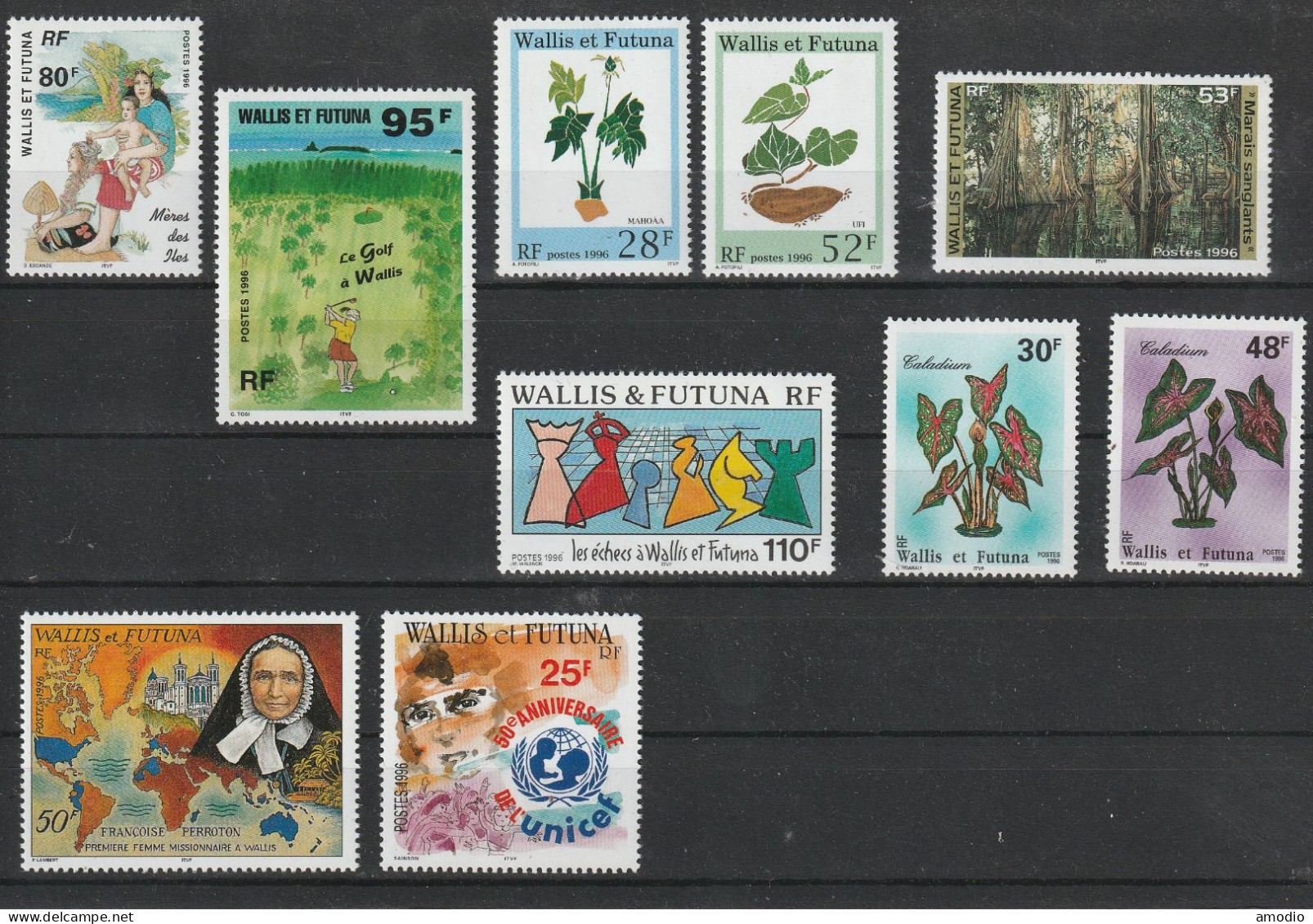 Wallis Et Futuna Année 1996 Complète YT 485/496 Golf, Flore, échecs   N** - Neufs