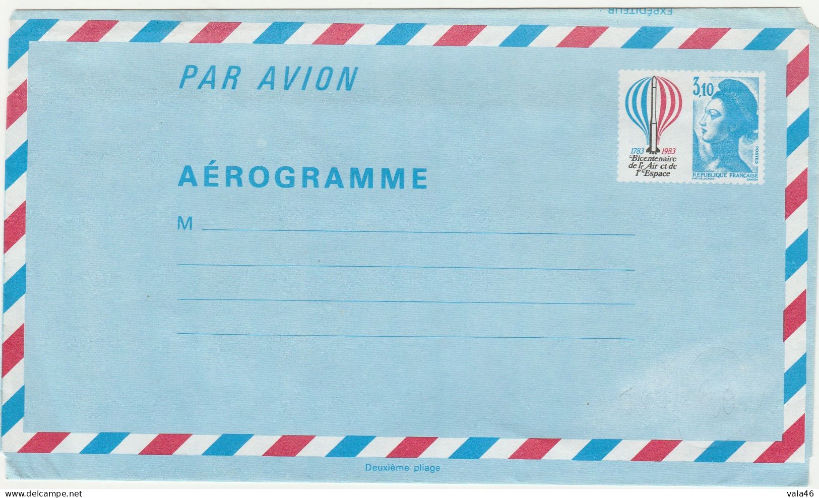 THEME AVIATION    AEROGRAMME NEUF  N° 1010 AER  BICENTENAIRE DE L'AIR ET DE L'ESPACE - Aviones