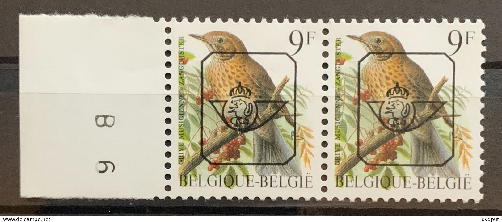 België, 1993, PRE833P6a, Postfris**, In Paar Met Bladboord, OBP 23€ - Typografisch 1986-96 (Vogels)