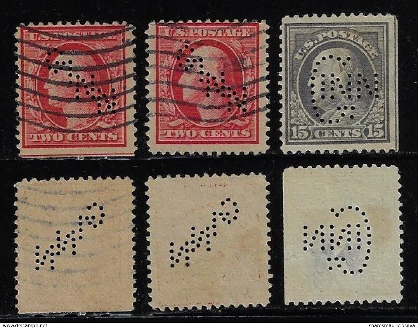 USA United States 1902/1960 3 Stamp With Perfin GINN By Ginn & Company Lochung Perfore Publisher - Perfins