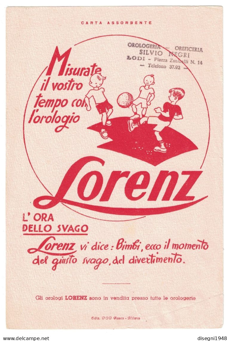 12486 "LORENZ - L'ORA DELLO SVAGO - OROLOGI LORENZ" CARTA ASSORB. ORIG. - Infantiles