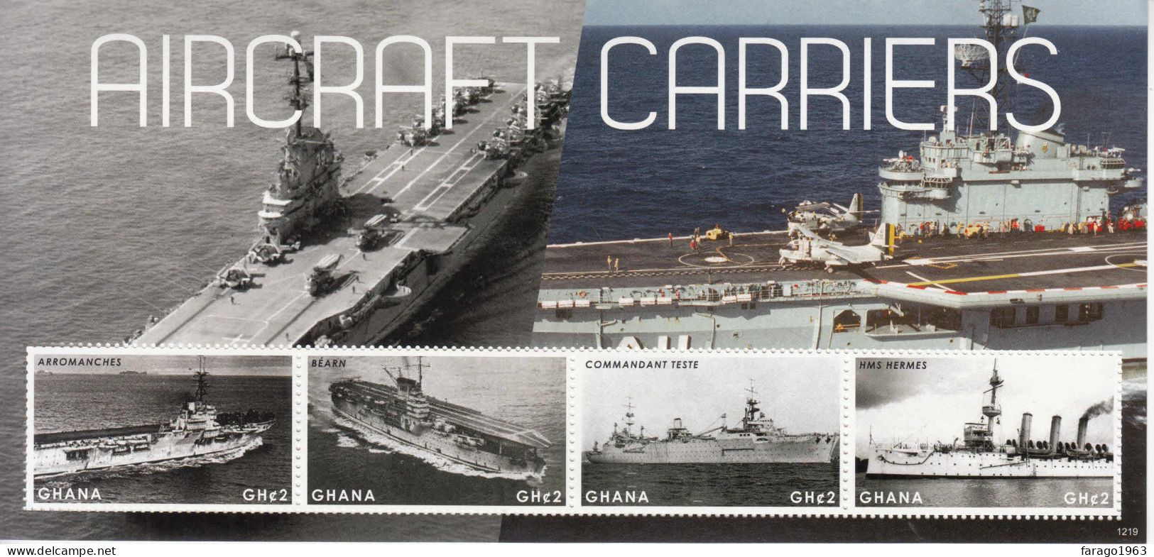 2012 Ghana Aircraft Carriers Complete Set Of 2 Sheets Navy Ships Aviation Airplanes  MNH - Ghana (1957-...)