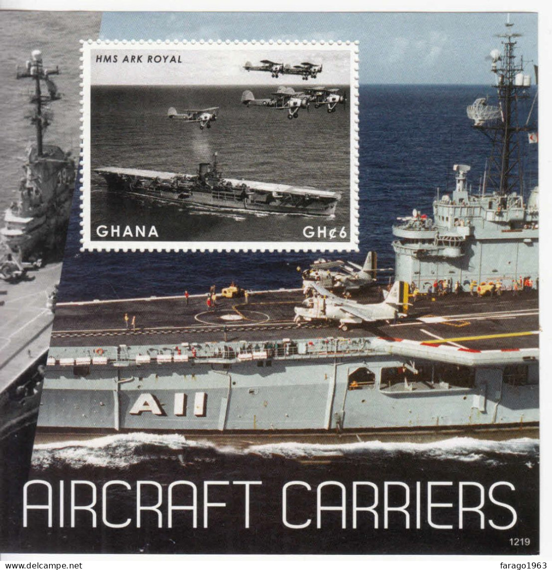 2012 Ghana Aircraft Carriers Complete Set Of 2 Sheets Navy Ships Aviation Airplanes  MNH - Ghana (1957-...)