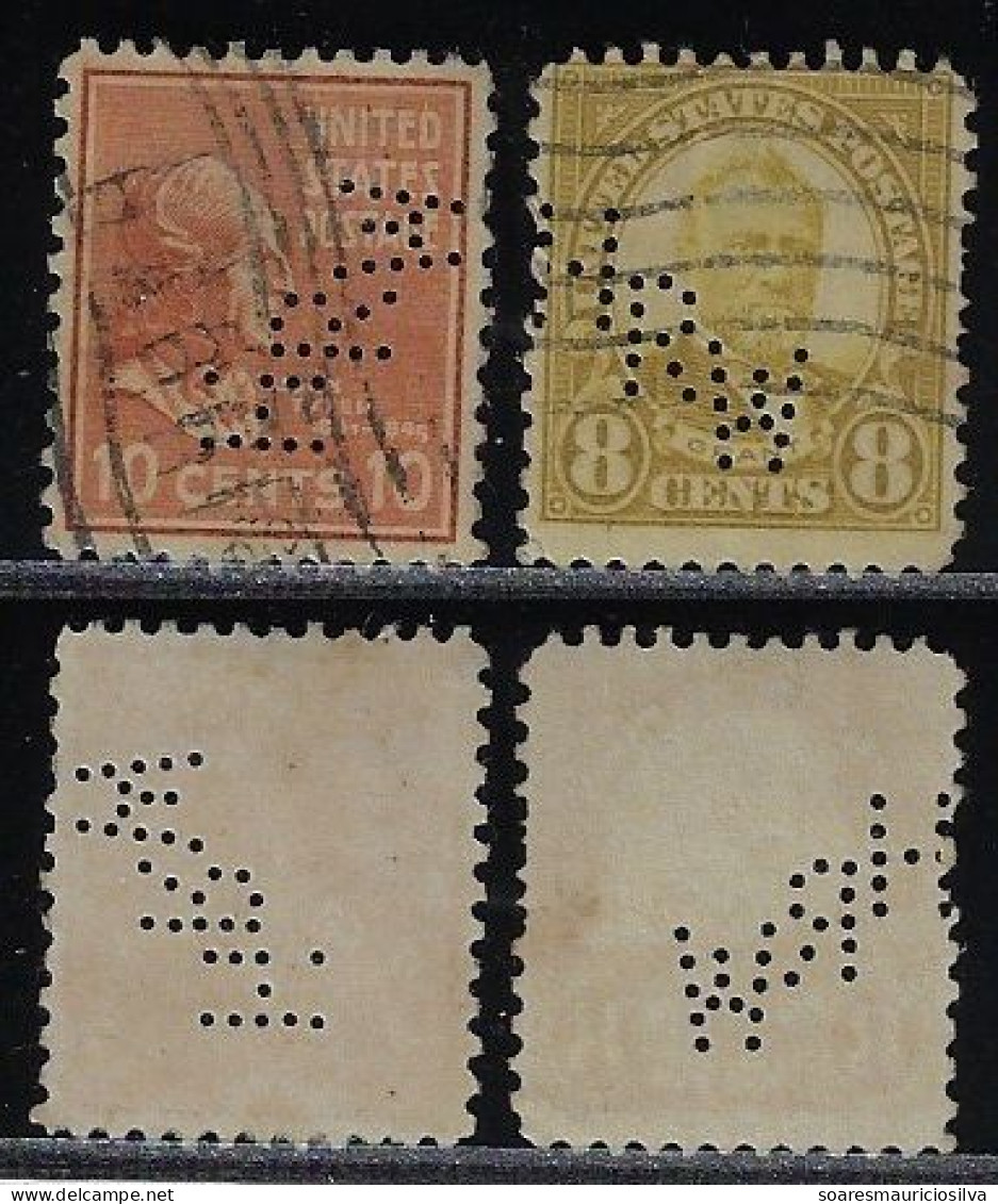 USA United States 1916/1940 2 Stamp Perfin HRW By Worthington Pump & Machinery Company From Harrison Lochung Perfore - Perforés