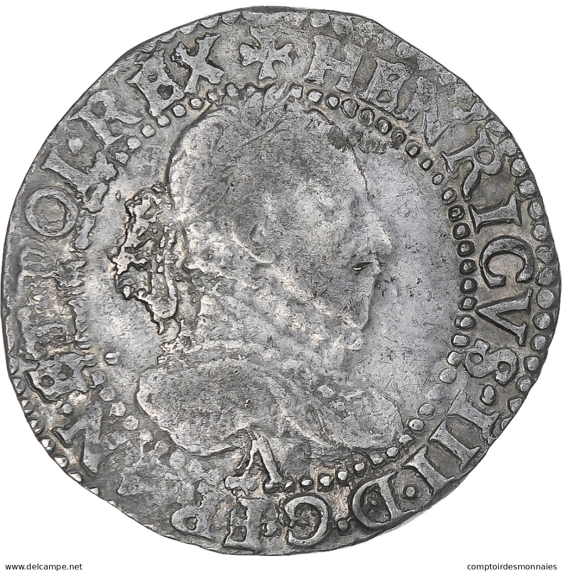 France, Henri III, 1/2 Franc Au Col Gaufré, 1587, Paris, TB, Argent - 1574-1589 Henri III