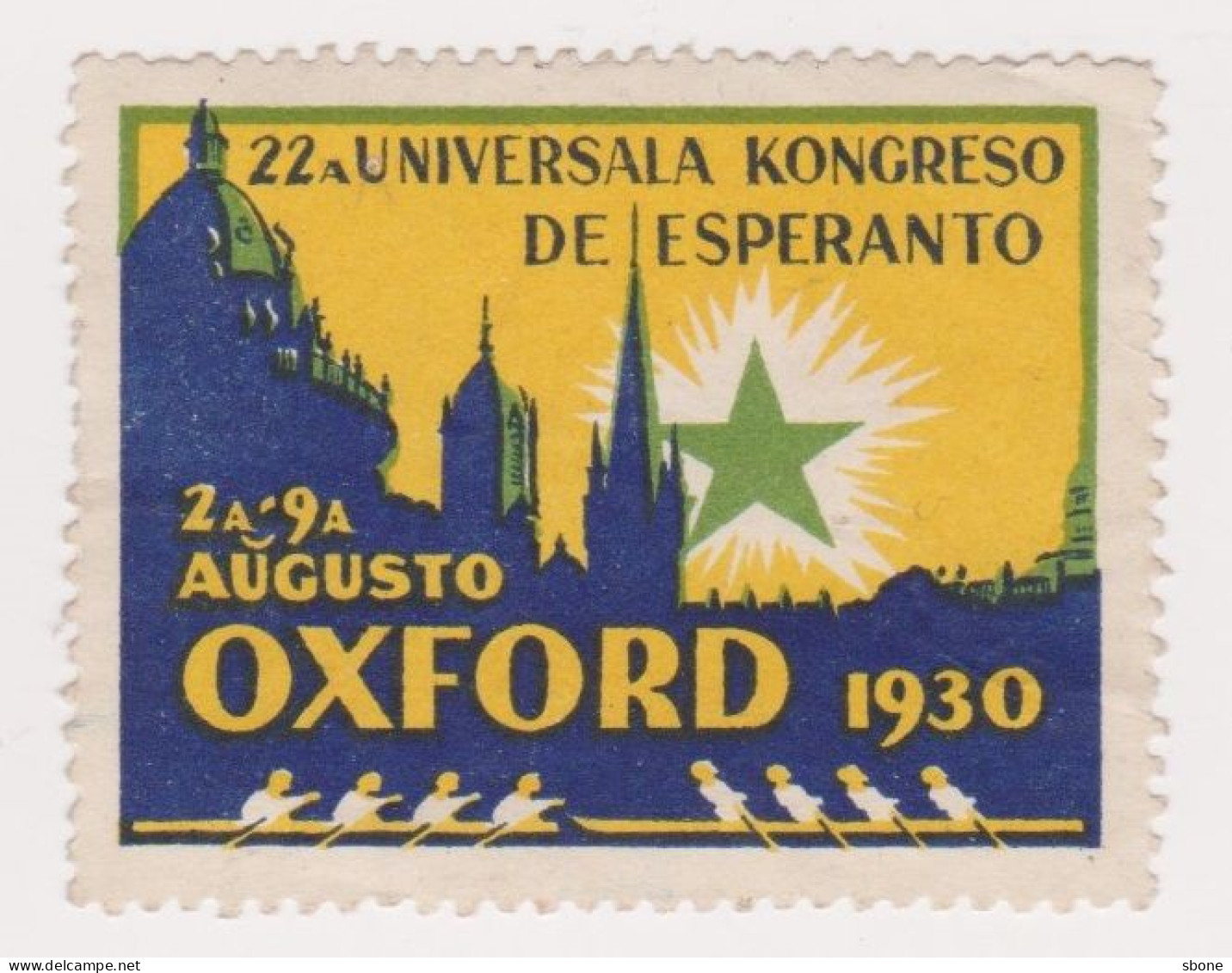 Vignette - Esperanto - 22A Universala Kongreso De Esperanto Oxford 1930 - Esperánto