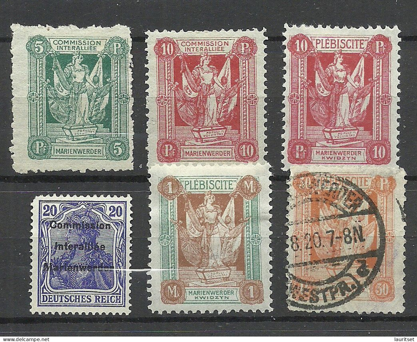 Germany Deutschland Marienwerder 1920, 6 Stamps, Mint & Used - Marienwerder