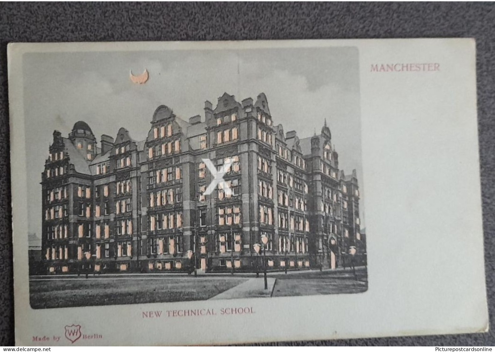 MANCHESTER NEW TECHNICAL SCHOOL OLD B/W POSTCARD LANCASHIRE HOLD TO LIGHT - Manchester