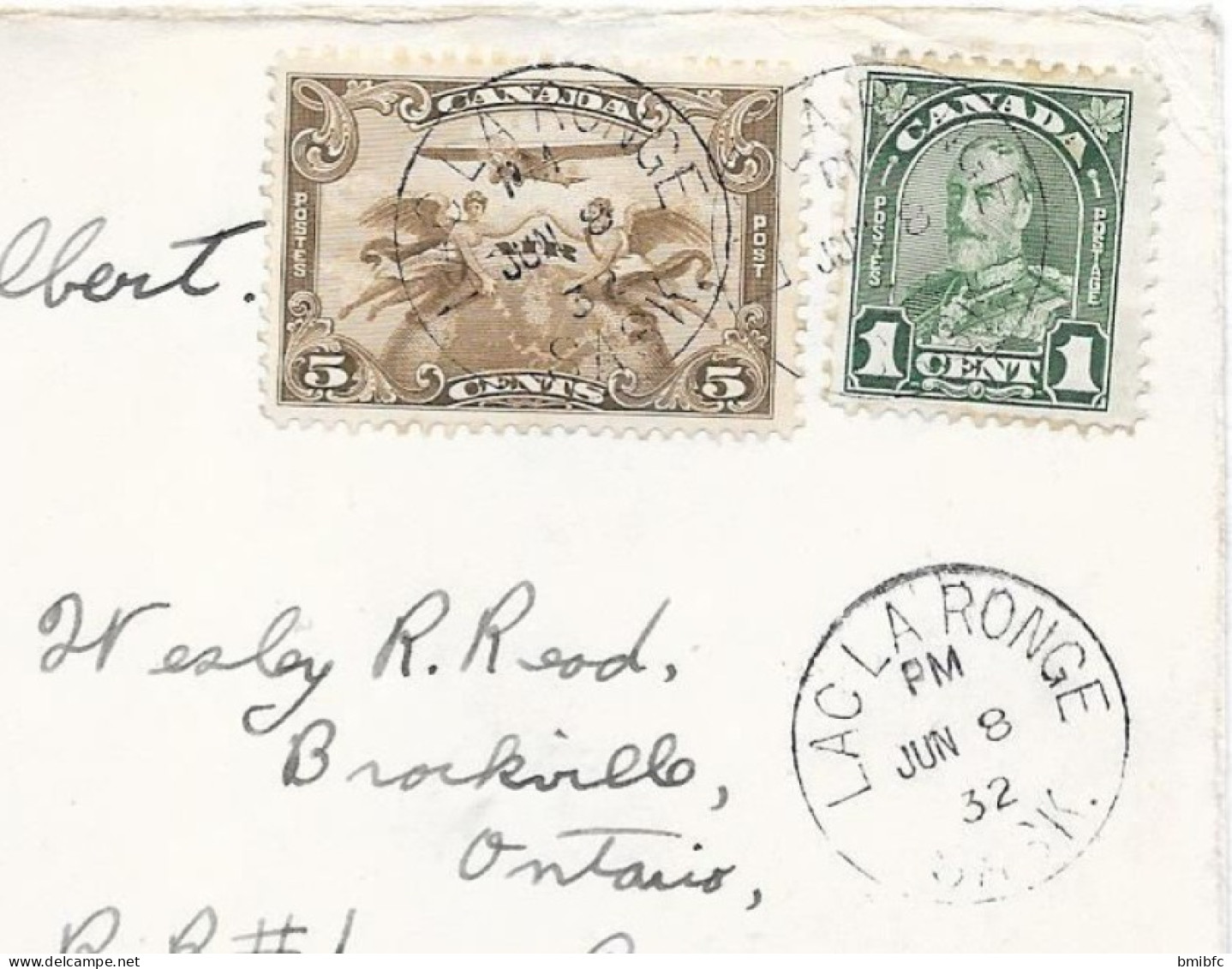 CANADA AIR MAIL - FIRST OFFICIAL FLIGHT - LAC LA RONGE - PRINCE ALBERT -    8 JUIN 32 - Lettres & Documents