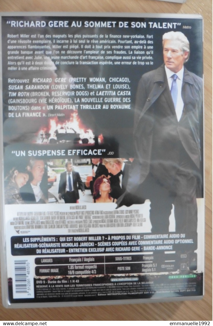 DVD Film Thriller Arbitrage 2012 Avec Richard Gere Susan Sarandon Tim Roth Laetitia Casta Nate Parker Brit Marling - Krimis & Thriller