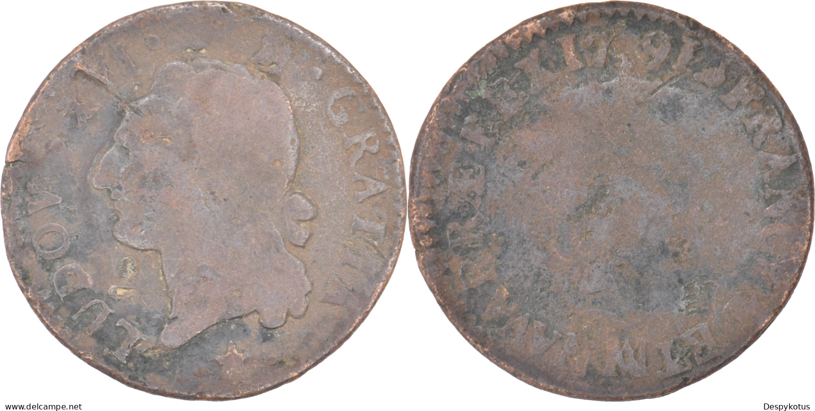 FRANCE - 1791 - Demi Sol - Marseille - Très Usé - 16-152 - 1791-1792 Verfassung 