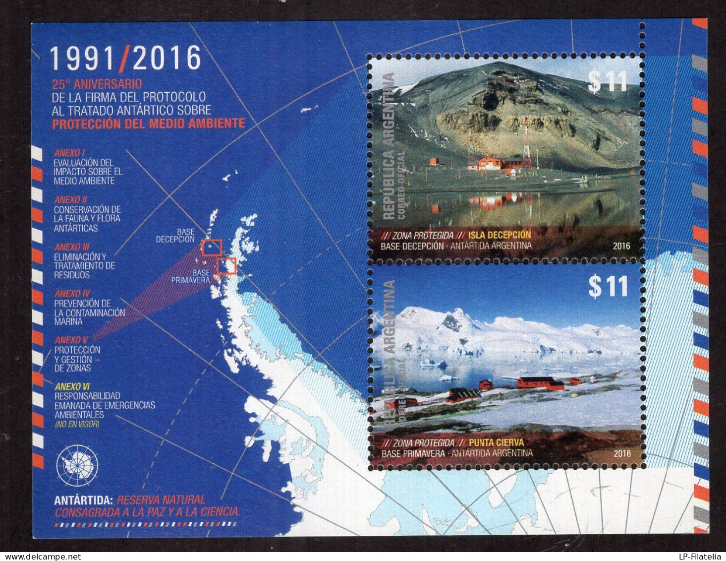 Argentina - 2016 - Antártida: 25 Años De La Firma Del Protocolo Al Tratado Antártico. - Neufs