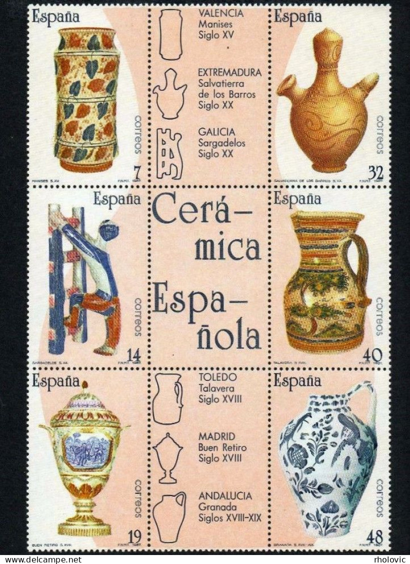 SPAIN 1987, Ceramics, Porcelain, Art, Mi #2771-6, MNH** - Porcelaine