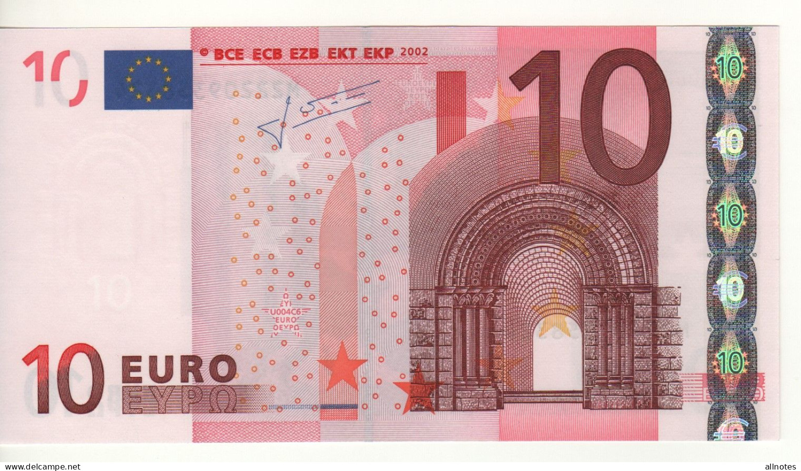 10 EURO  "M"  Portugal     Firma Trichet    U 004 C6  /  FDS - UNC - 10 Euro