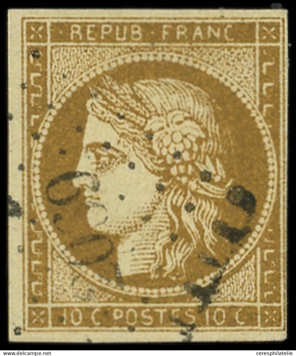 EMISSION DE 1849 - 1    10c. Bistre FONCE, Obl. PC, TB - 1849-1850 Cérès