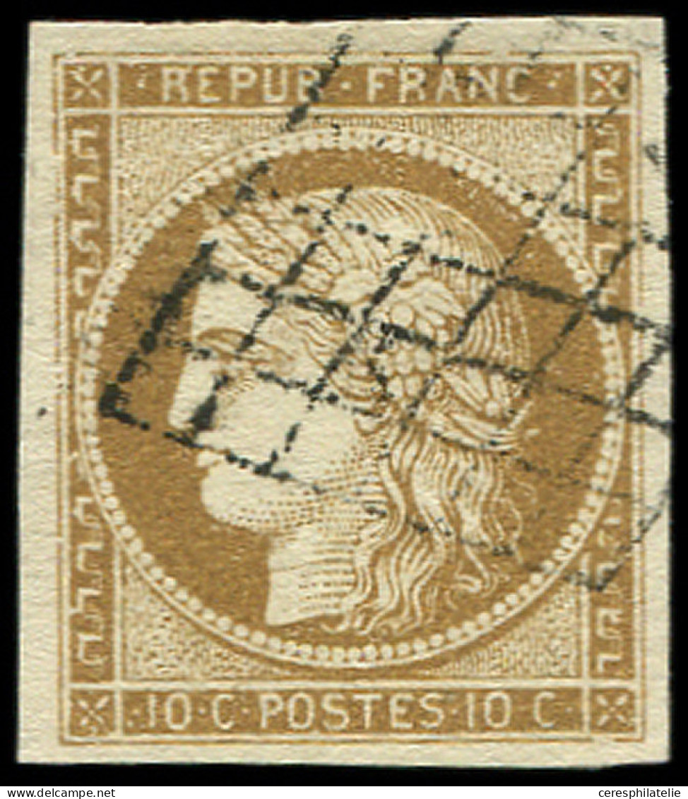 EMISSION DE 1849 - 1b   10c. Bistre-VERDATRE, Obl. GRILLE, TTB - 1849-1850 Cérès