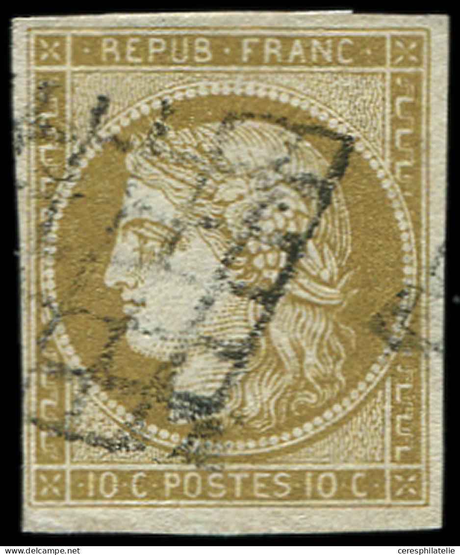 EMISSION DE 1849 - 1b   10c. Bistre-VERDATRE, Oblitéré GRILLE, TB - 1849-1850 Ceres