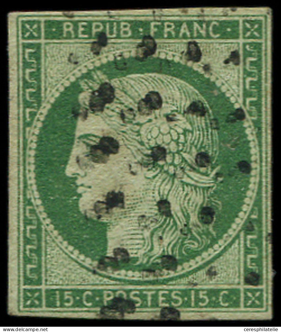 EMISSION DE 1849 - 2    15c. Vert, Obl. GROS POINTS, TB - 1849-1850 Ceres