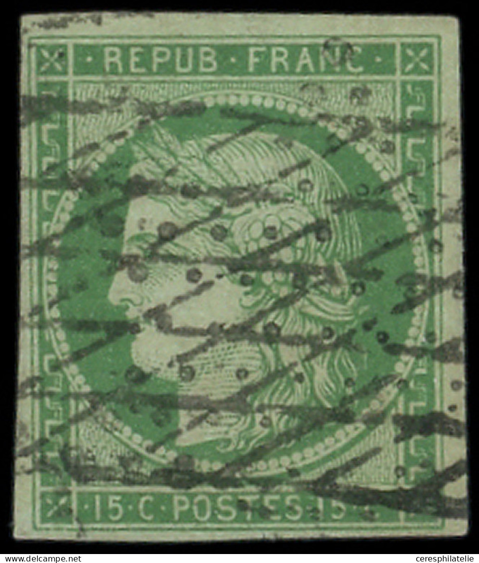 EMISSION DE 1849 - 2    15c. Vert, Obl. GRILLE SANS FIN, TB. Br - 1849-1850 Ceres