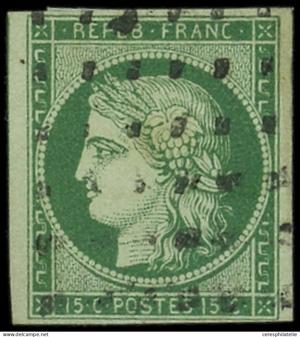 EMISSION DE 1849 - 2b   15c. Vert FONCE, Obl. GROS POINTS, TTB - 1849-1850 Ceres