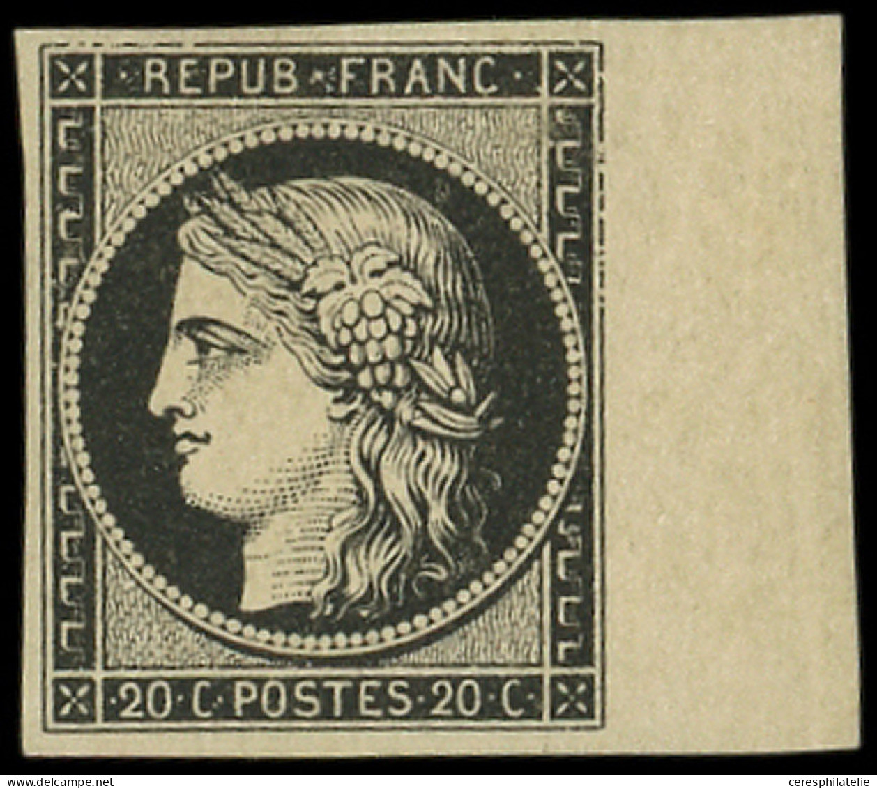 * EMISSION DE 1849 - 3    20c. Noir Sur Jaune, Bdf, TTB - 1849-1850 Ceres