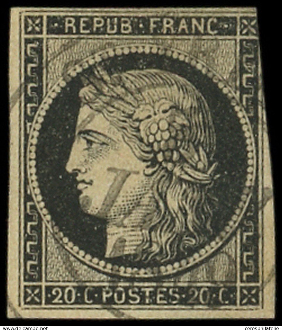 EMISSION DE 1849 - 3    20c. Noir Sur Jaune, Touché, Obl. Càd T13 Du 5 JANV 49, Frappe TB - 1849-1850 Ceres