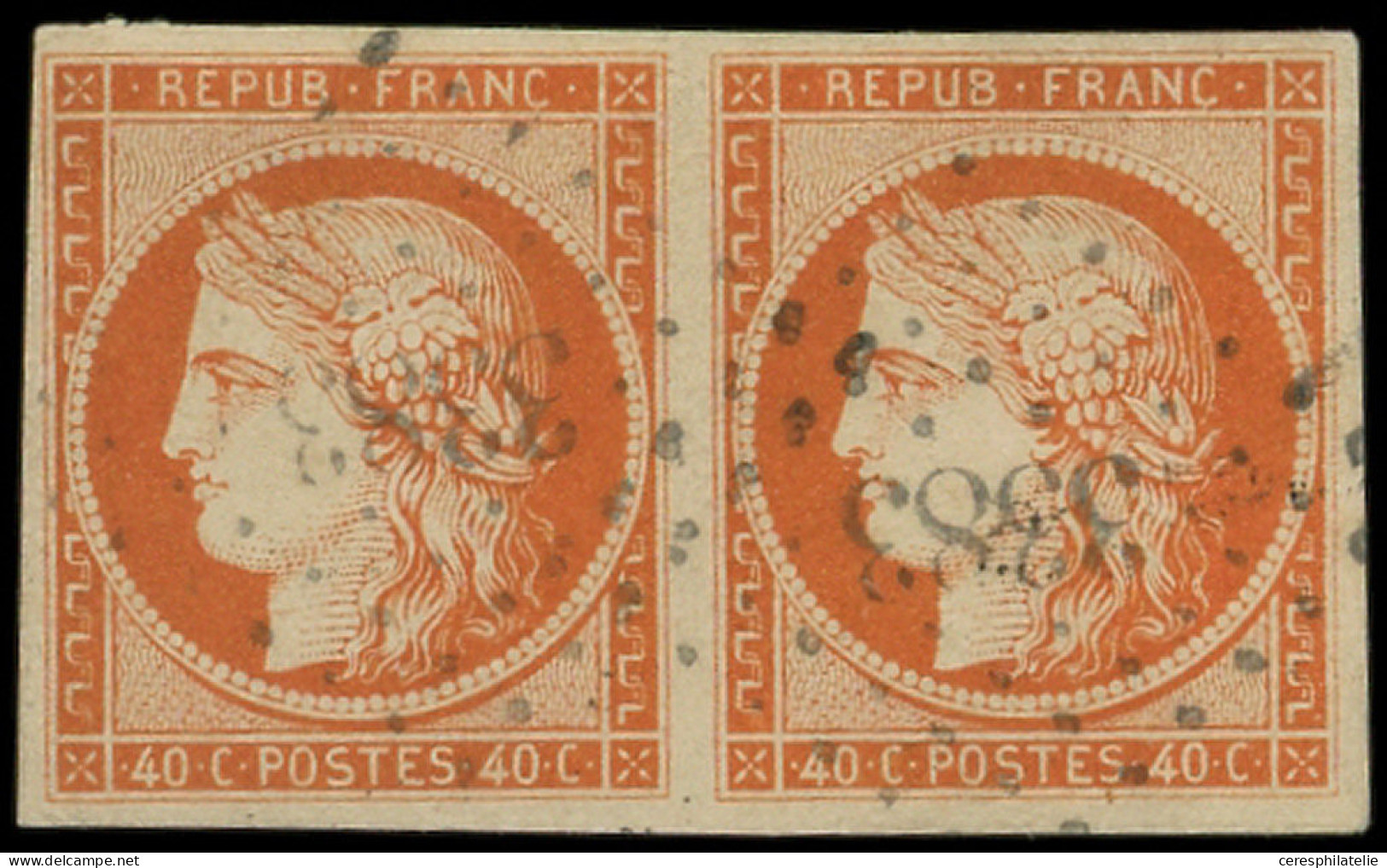 EMISSION DE 1849 - 5a   40c. Orange Vif, PAIRE Obl. PC 3383, TTB - 1849-1850 Cérès