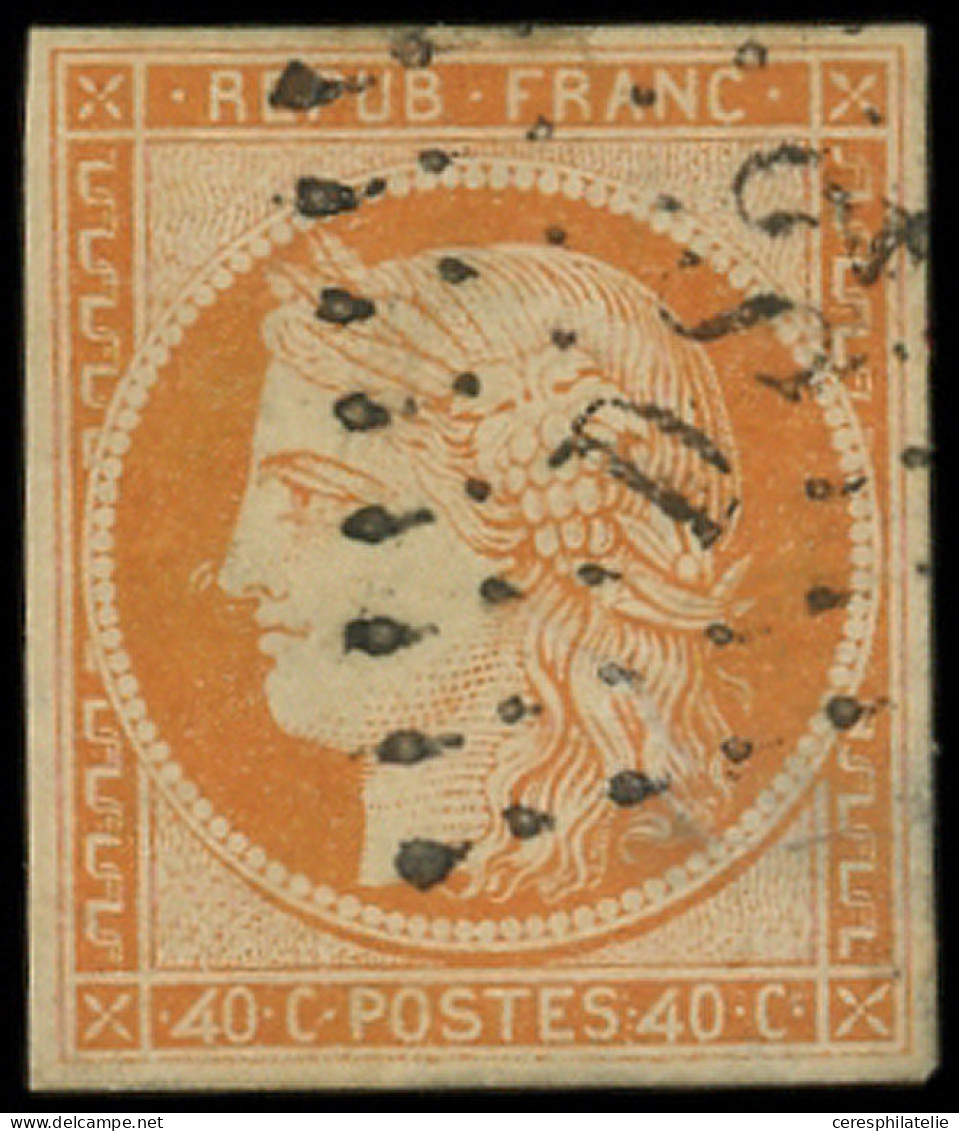 EMISSION DE 1849 - 5d   40c. Orange, 4 RETOUCHE, Obl. Los. DS2, Aminci Mais Rare - 1849-1850 Cérès