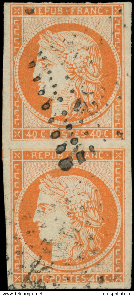 EMISSION DE 1849 - 5Be  40c. Orange, 4 RETOUCHE Tenant à Normal, Obl. Los. DS2, TTB, Certif. Calves - 1849-1850 Ceres