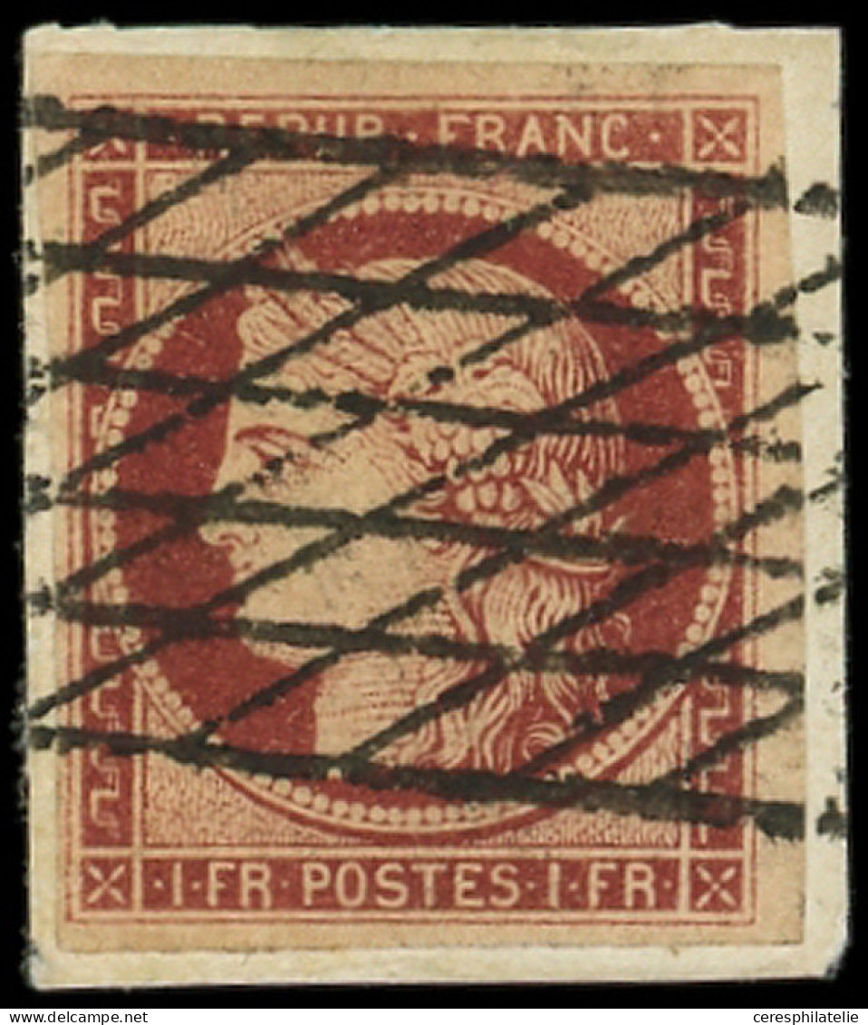 EMISSION DE 1849 - 6B    1f. Carmin-brun, Obl. GRILLE SANS FIN Sur Fragt, TB - 1849-1850 Ceres