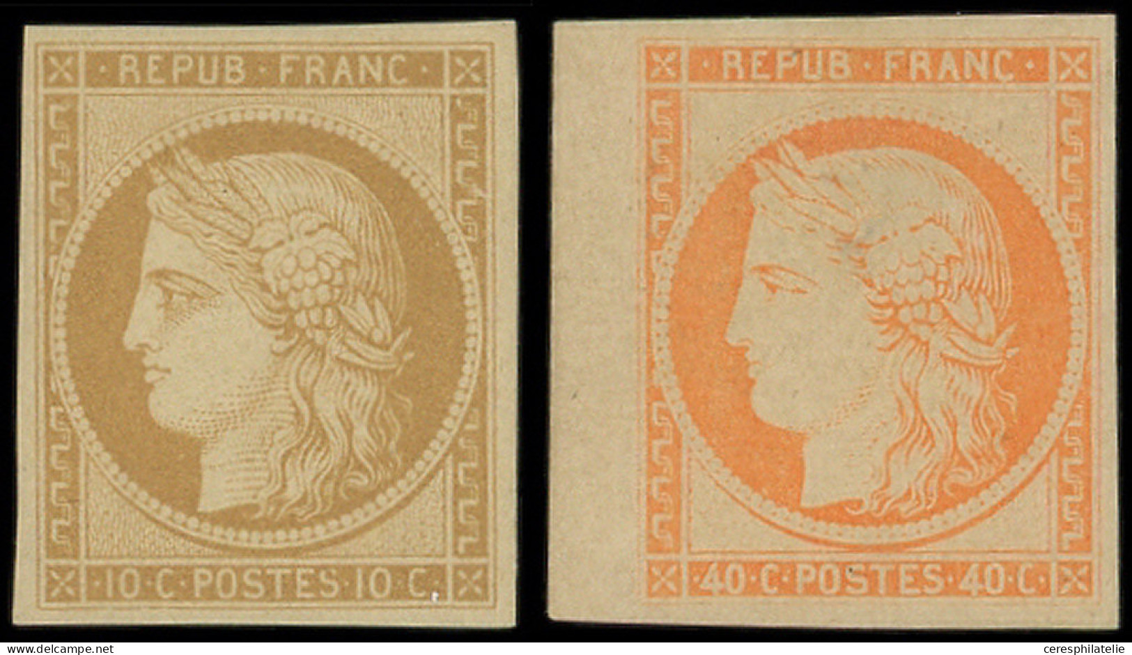 * EMISSION DE 1849 - R1f Et R5g, 10c. Et 40c. REIMPRESSIONS, N°5 Petit Bdf, TTB - 1849-1850 Cérès