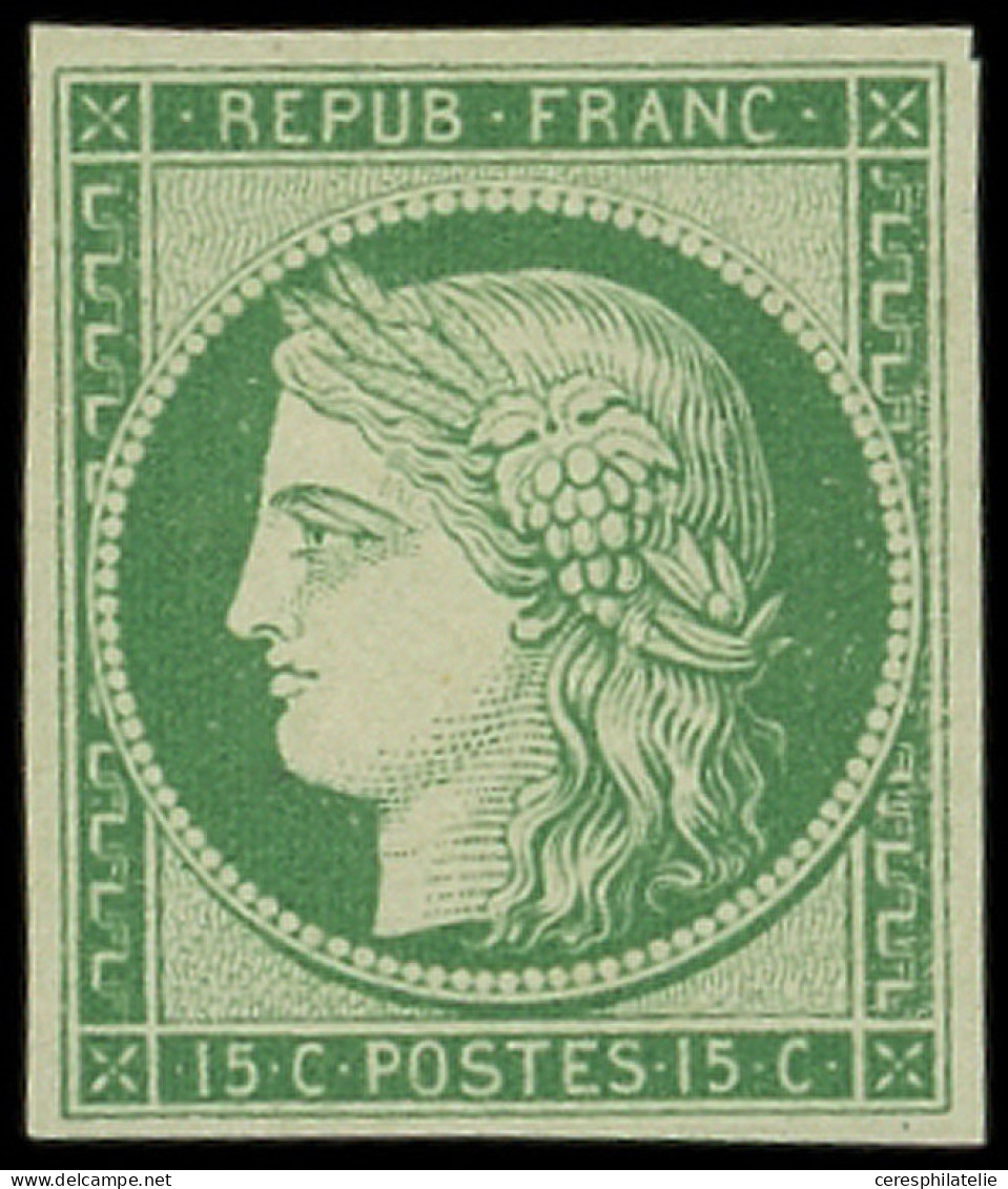 ** EMISSION DE 1849 - R2e  15c. Vert Clair, REIMPRESSION, TTB - 1849-1850 Ceres