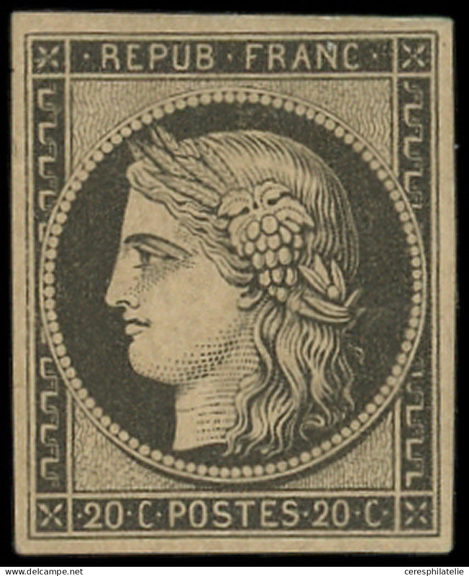 * EMISSION DE 1849 - R3f  20c. Noir Sur Jaune, REIMPRESSION, Adhérences, TB - 1849-1850 Cérès