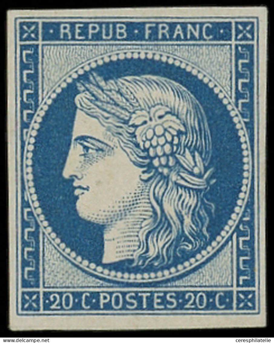 (*) EMISSION DE 1849 - R8f  20c. Bleu, REIMPRESSION, TB - 1849-1850 Cérès